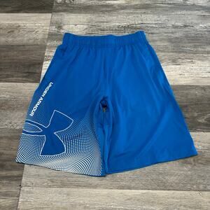 NWT Under Armour‎ Raid 2.0 Blue Mens S Loose Graphic Logo Shorts Sporty Athletic